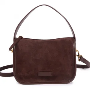 Suede Cowhide fashion ladies shoulder cross coffe bag luxury designer women brown handbag angola red